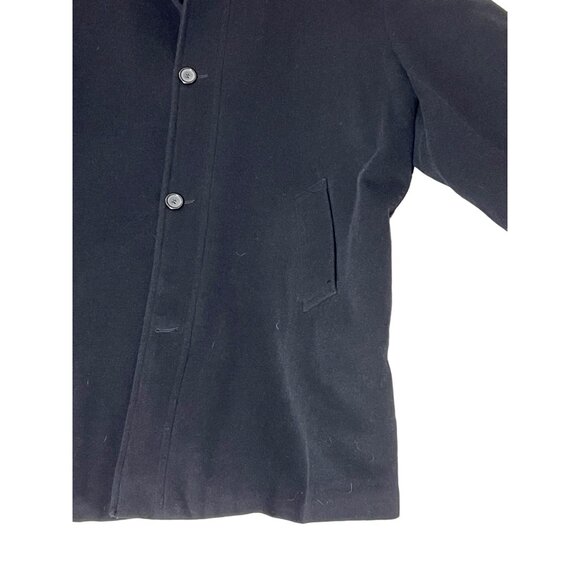Chaps Men's Black Wool Blend Peacoat Size 46R Preppy Goth Warm Oversized - Picture 7 of 16